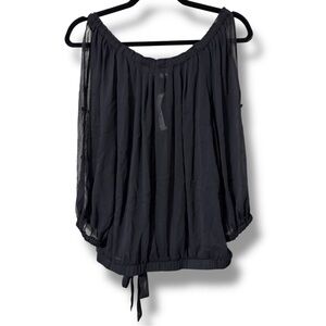 Cache women’s size small black sheer polyester blouse 3/4 sleeves pullover nwt
